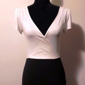 Express Faux Wrap Flutter V-Neck Knit Dress